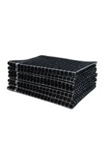 Midnight Black Grid Terry Tea Towel - Image 2