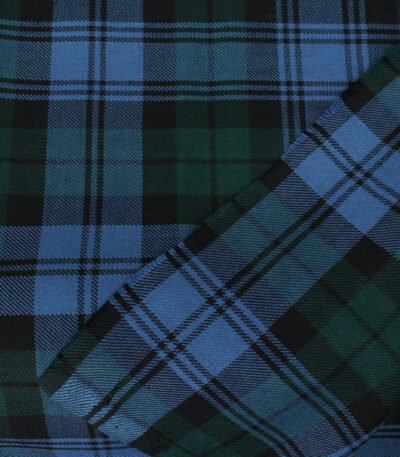 Custom flannel fabric manufacturer: slate blue and forest green tartan flannel