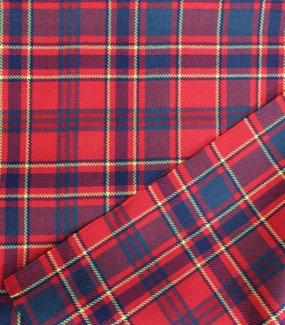 Custom flannel fabric manufacturer: scarlet red and navy tartan flannel