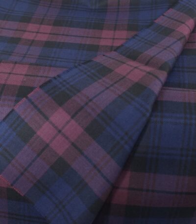 Export quality flannel fabric in purple and navy tartan