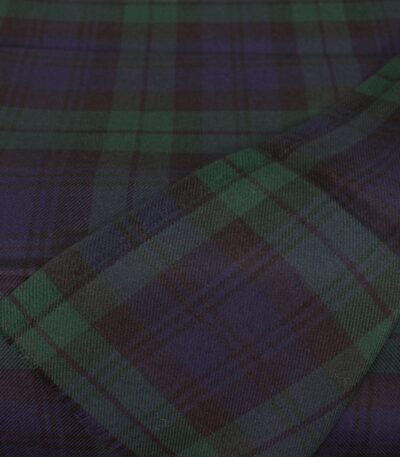 Forest Green and Midnight Navy Tartan Yarn-Dyed Cotton Fabric