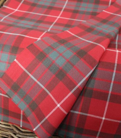 Wholesale tartan bedding material in scarlet red and slate grey