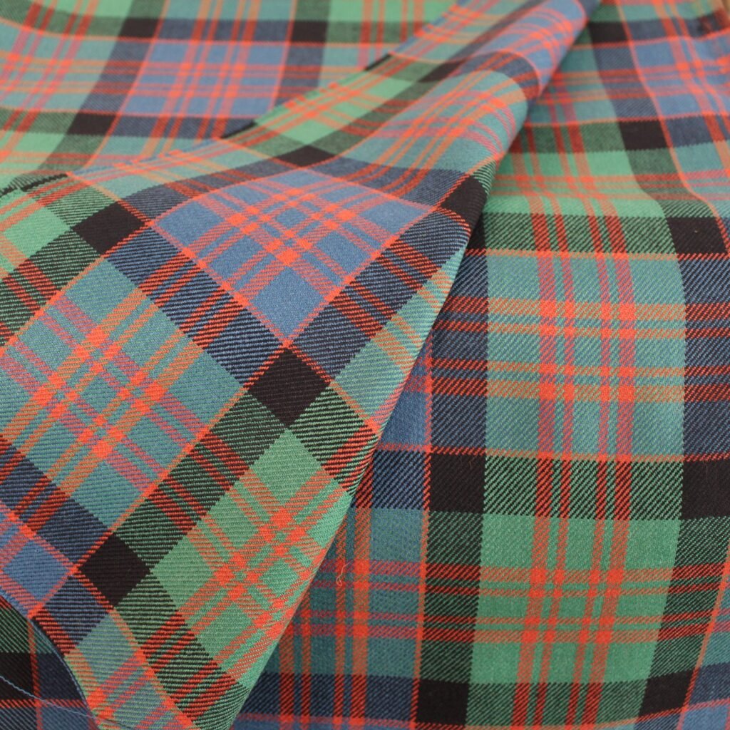 Custom flannel fabric manufacturer: teal and slate blue coral tartan flannel