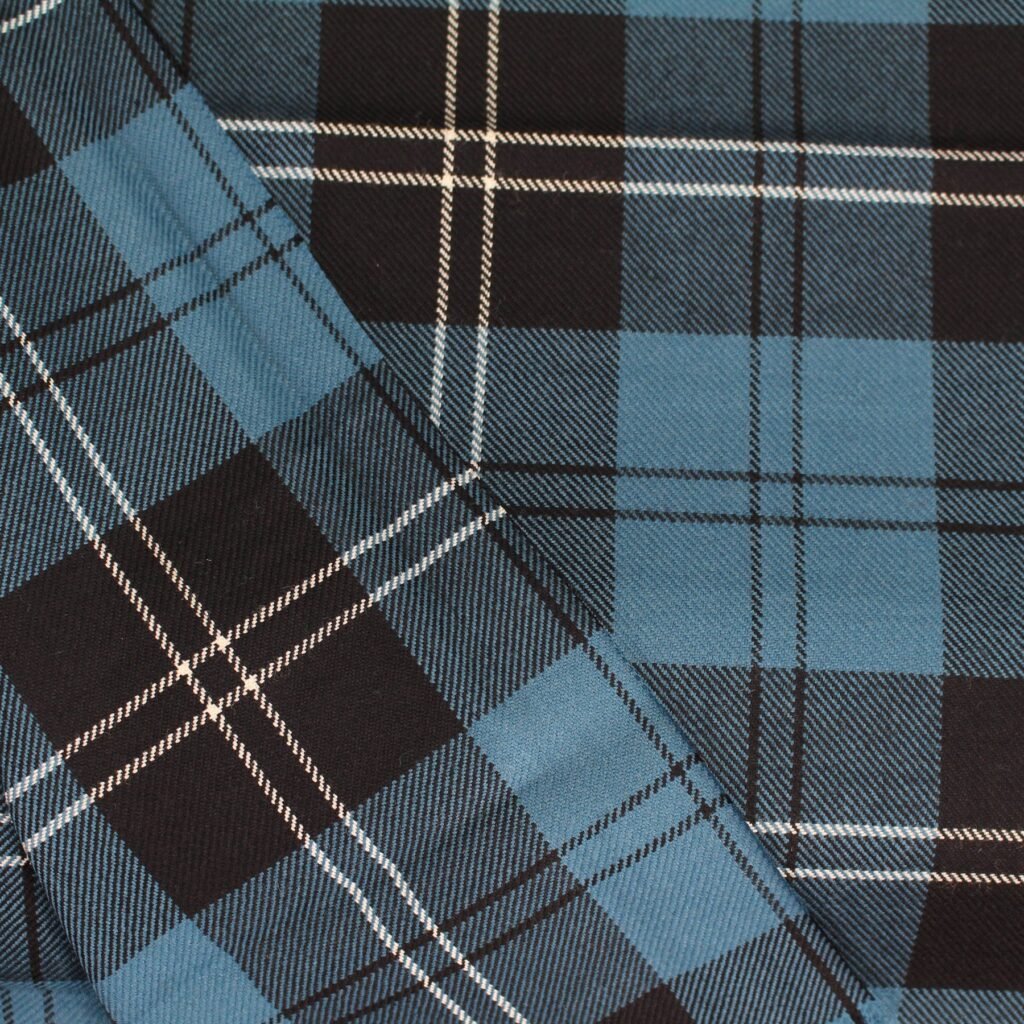 B2B fabric manufacturer Pakistan: sky blue and charcoal grid flannel