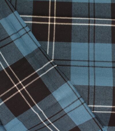 B2B fabric manufacturer Pakistan: sky blue and charcoal grid flannel
