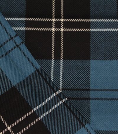 Slate Blue and Charcoal Tartan Yarn-Dyed Cotton Fabric