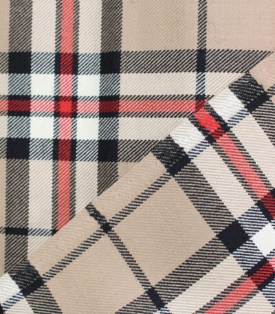 Custom flannel fabric manufacturer: tan and beige luxury plaid flannel