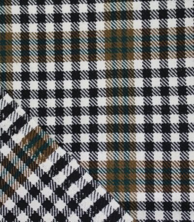 Green and Brown Houndstooth Plaid Yarn-Dyed Cotton Fabric - Home Innovators