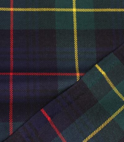 Midnight Navy and Forest Green Tartan Yarn-Dyed Cotton Fabric