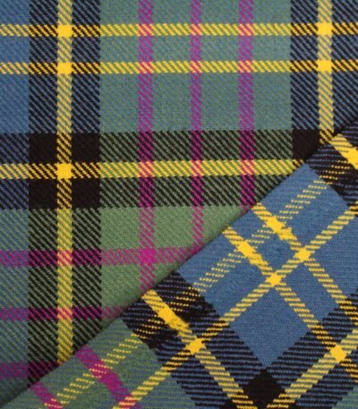 Wholesale tartan bedding material in blue, green, and yellow pattern