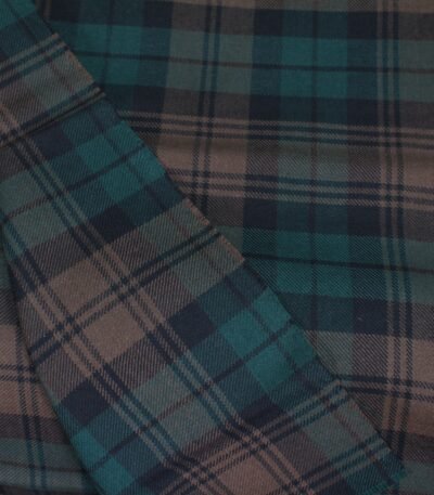 Forest Green and Brown Tartan Yarn-Dyed Cotton Fabric